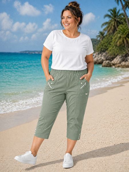 Picture of STRETCH CROPPED TROUSERS WITH ELASTIC WAIST
